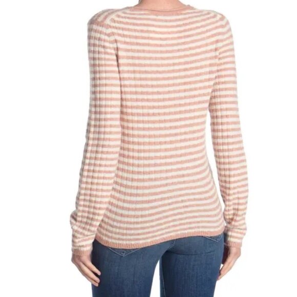 ~ Madewell XXS Sweater Colette Blush Stripe Long Sleeve Crew Merino Wool Blend - Picture 3 of 11